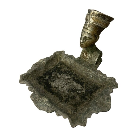 Unbranded Other - Vintage Egyptian Pharaoh Nefertiti Incense Burner Ashtray Metal